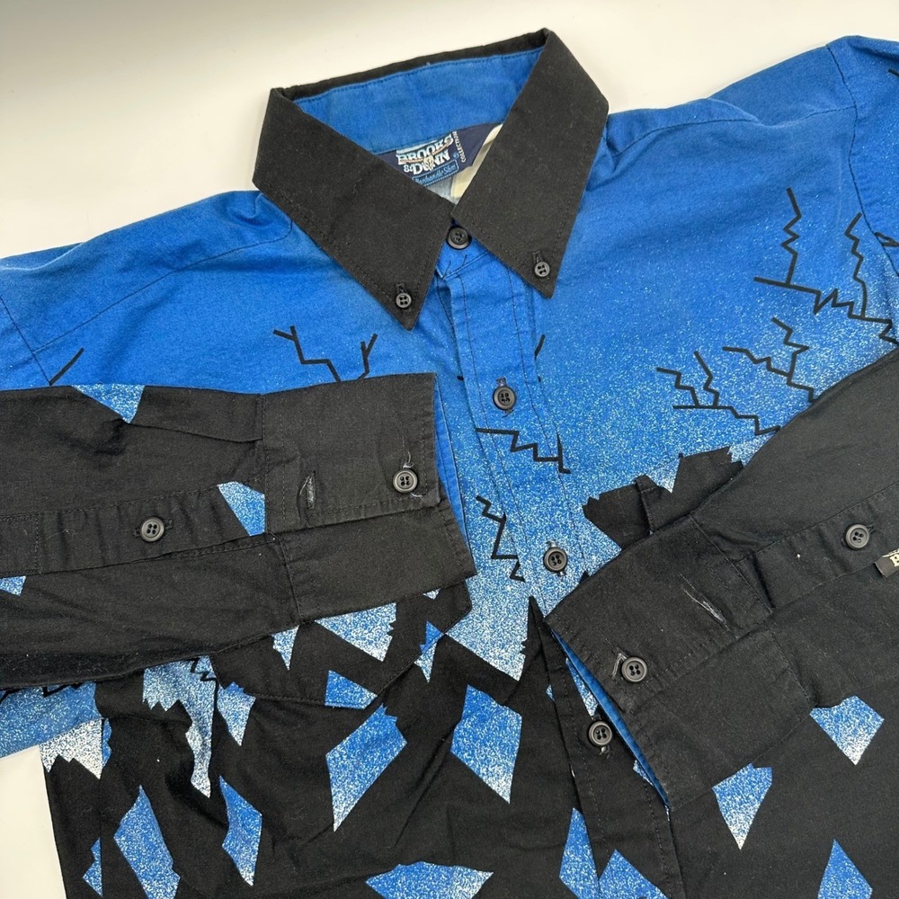 Brooks & Dunn Panhandle Slim Western Shirt Mens Medium Lightning Geometric READ